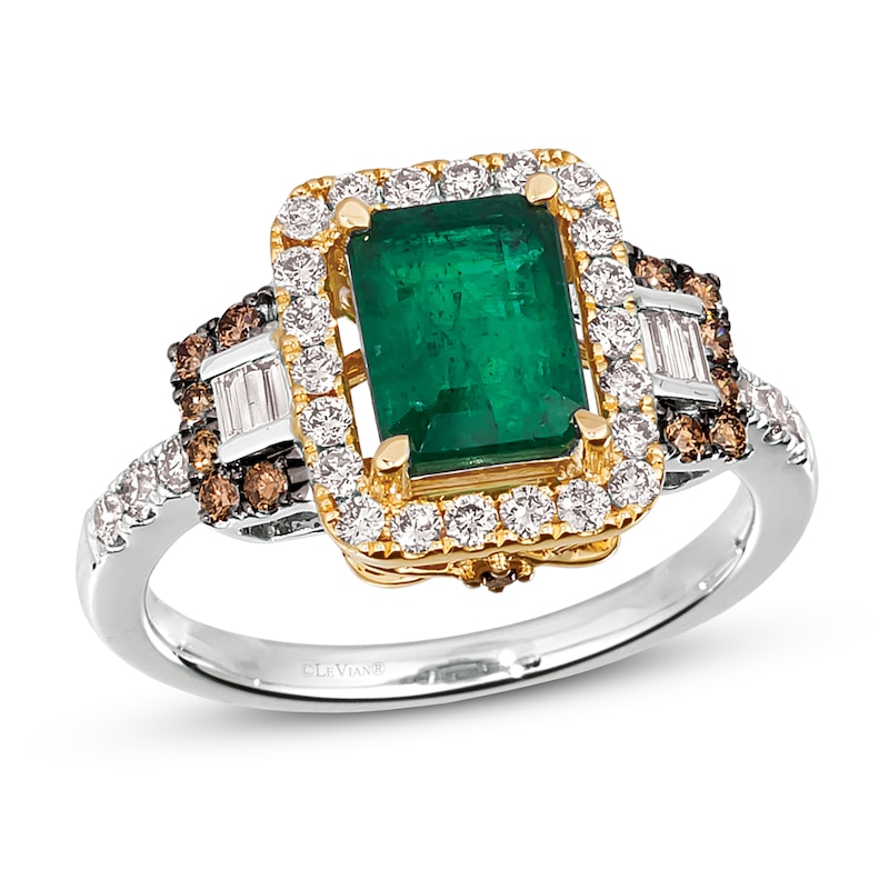 Le Vian Emerald Ring 5/8 ct tw Diamonds Two-Tone Gold Plated