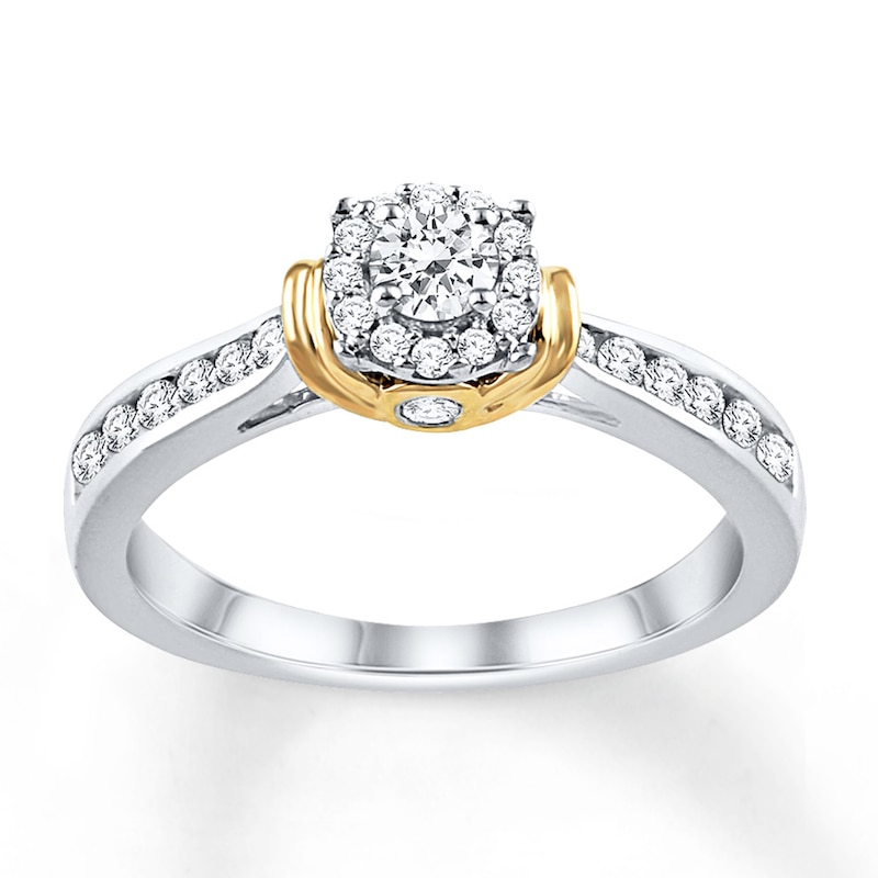 Diamond Engagement Ring 1/2 ct tw Round-cut Two-Tone Gold Plated