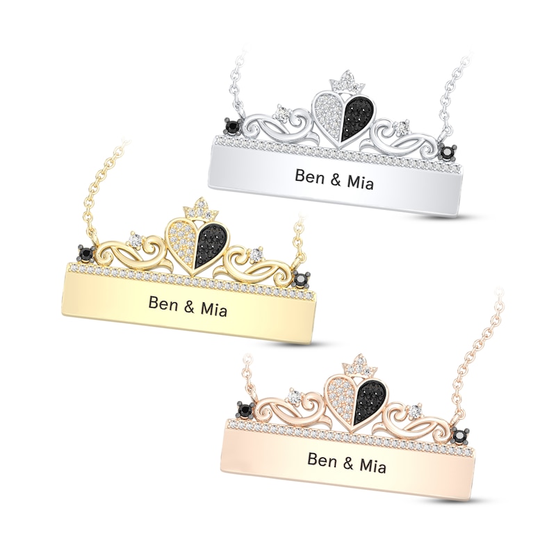 Treasures Wonderland Black & White Diamond Necklace 1/4 ct tw White Gold Plated 17"