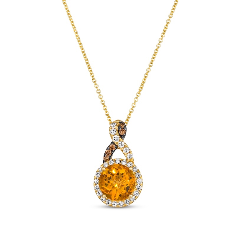 Le Vian Chocolate Twist Citrine Necklace 1/3 ct tw Diamonds Honey Gold Plated 19"