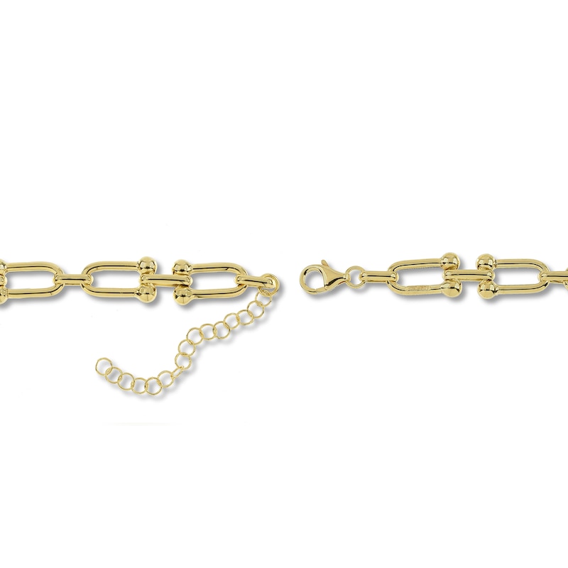 Hollow Link Necklace Yellow Gold Plated 16"