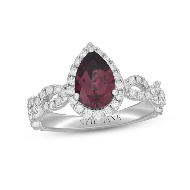 Neil Lane Rhodolite Garnet & Diamond Engagement Ring 3/4 ct tw Round-cut White Gold Plated