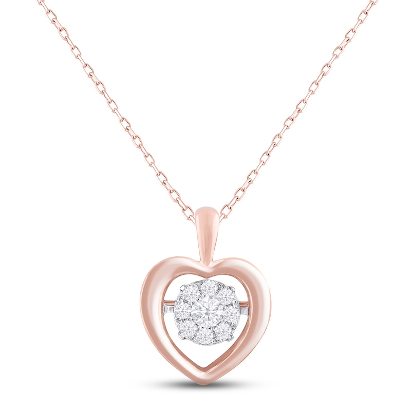 Unstoppable Love Diamond Heart Necklace 1/3 ct tw Rose Gold Plated 18"
