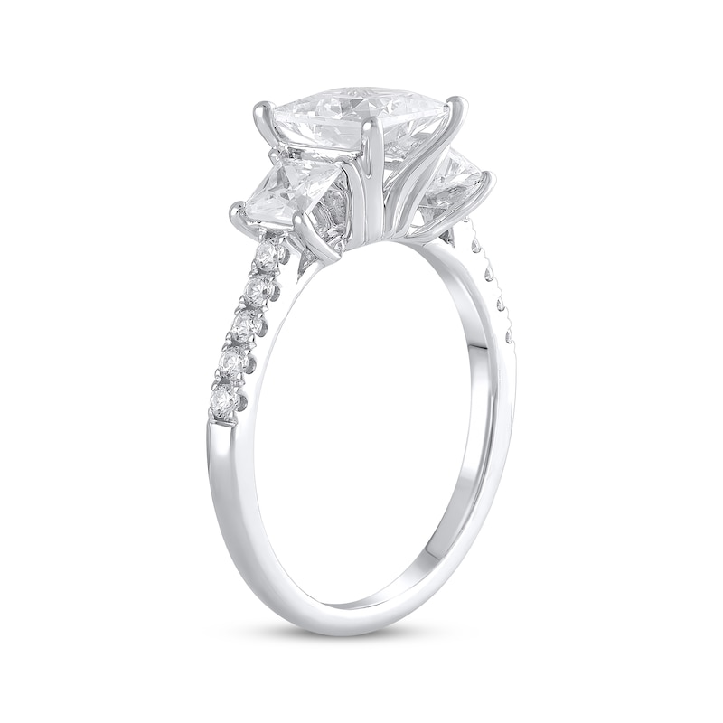 Lab-Created Diamonds by Princess-Cut Three-Stone Engagement Ring 2-1/5 ct tw White Gold Plated