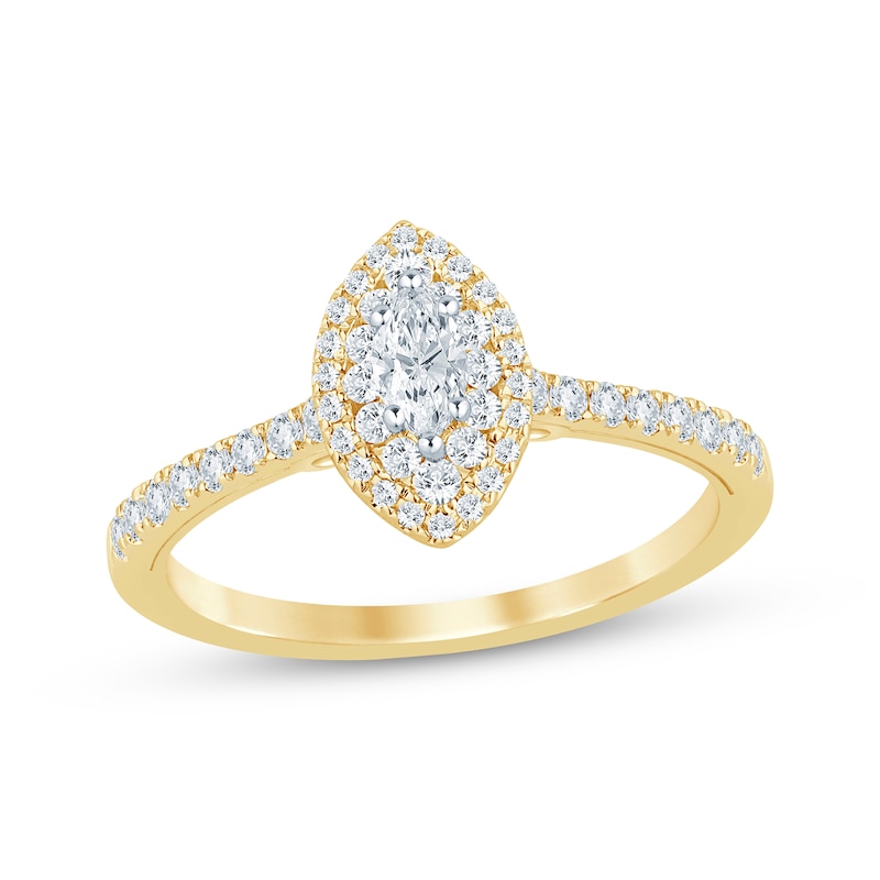Marquise-Cut Diamond Engagement Ring 1/2 ct tw Yellow Gold Plated