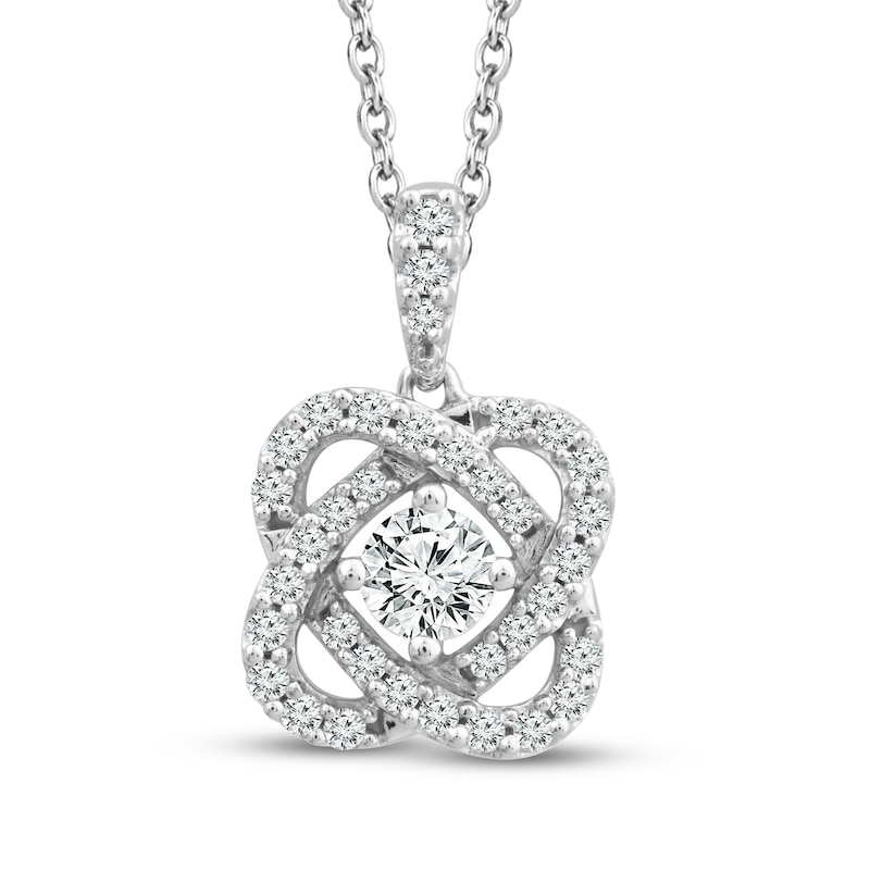 Center of Me Diamond Necklace 1/2 ct tw White Gold Plated 18