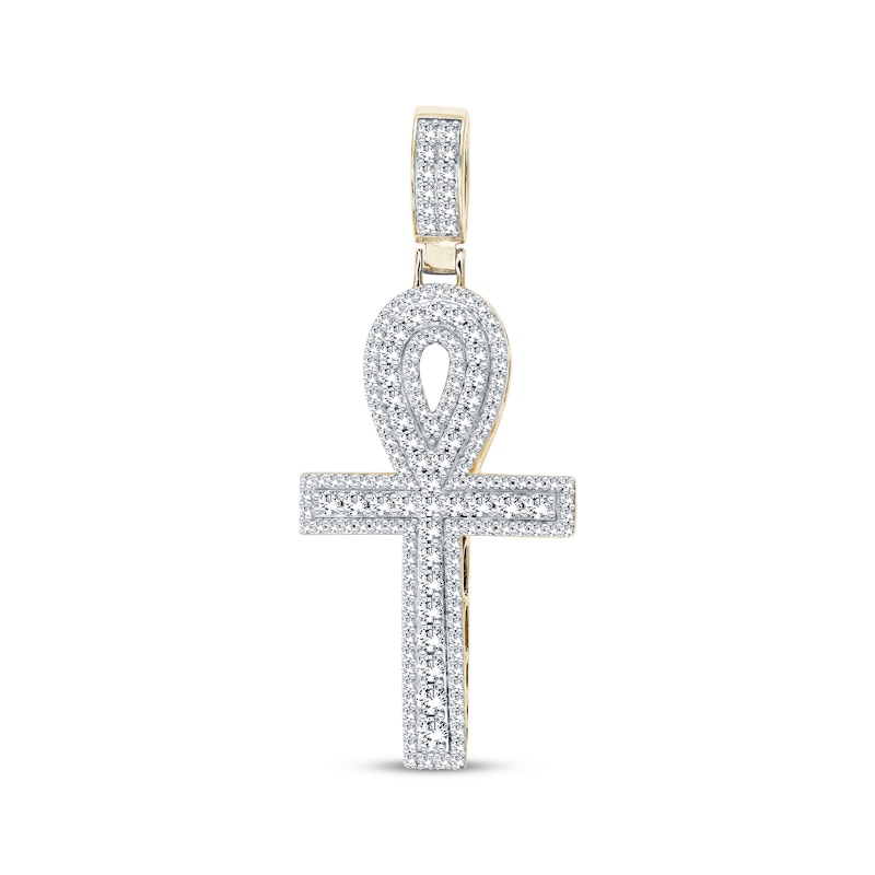 Men's Diamond Ankh Pendant 2 ct tw Yellow Gold Plated