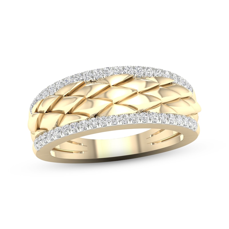 Diamond Edge Scale Ring 1/4 ct tw Round-cut Yellow Gold Plated