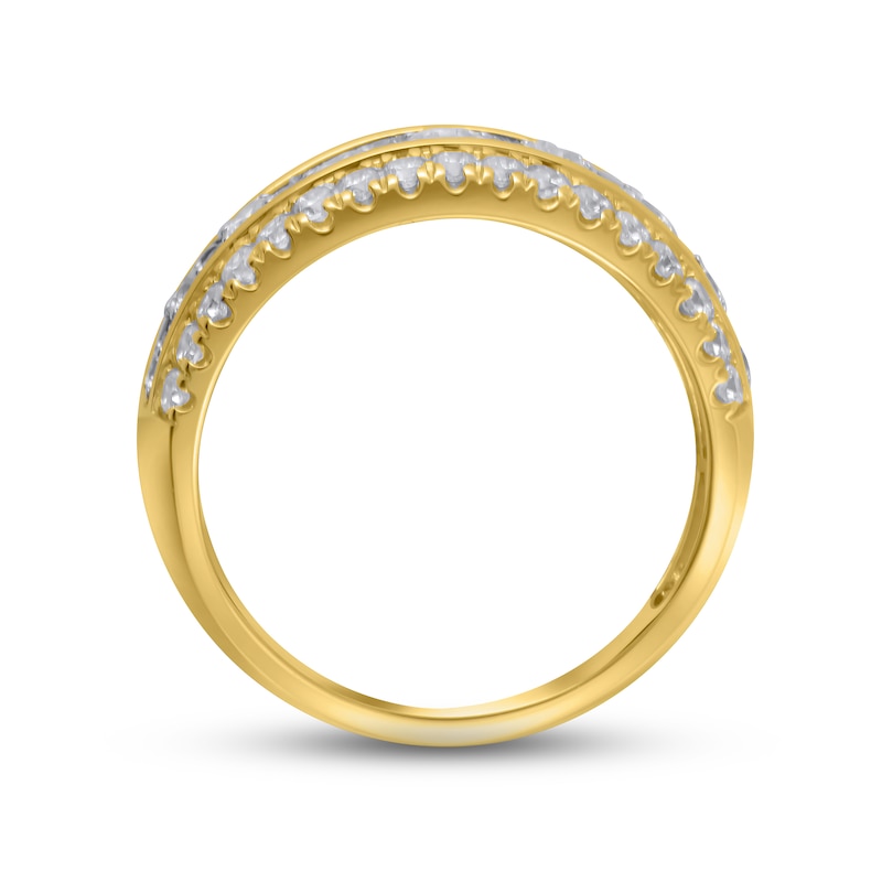 Diamond Anniversary Ring 1 ct tw Round-cut Two-Tone Gold Plated