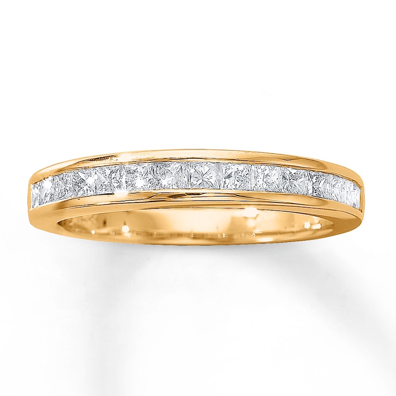 Diamond Wedding Band 3/4 ct tw Princess-cut Yellow Gold Plated