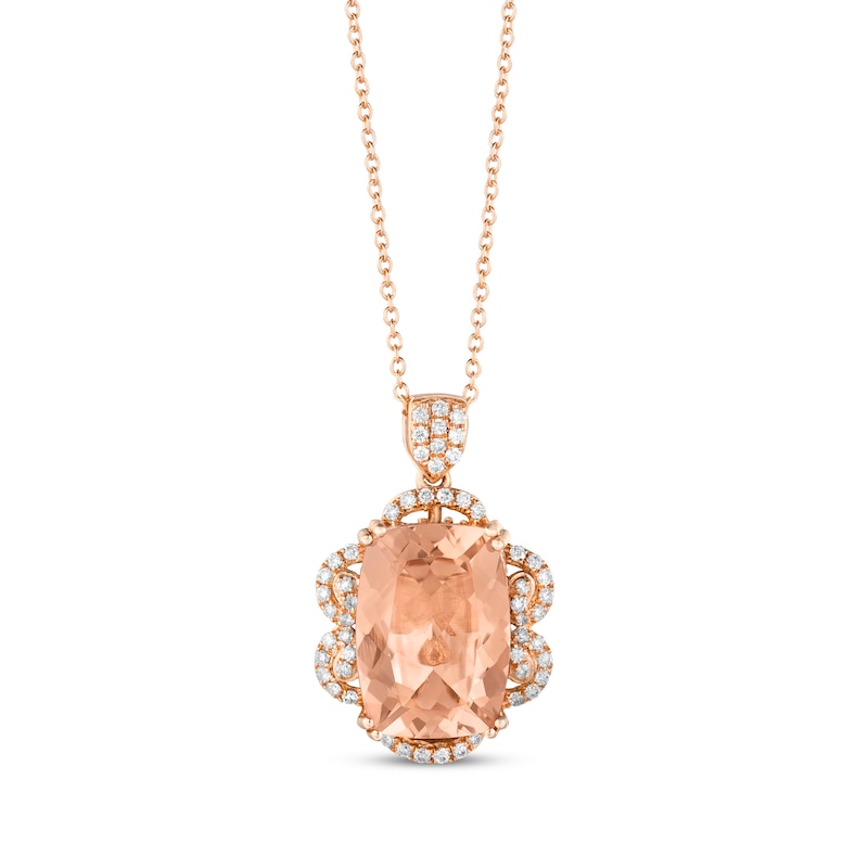 Le Vian Couture Morganite Necklace 3/8 ct tw Diamonds Strawberry Gold Plated 18"