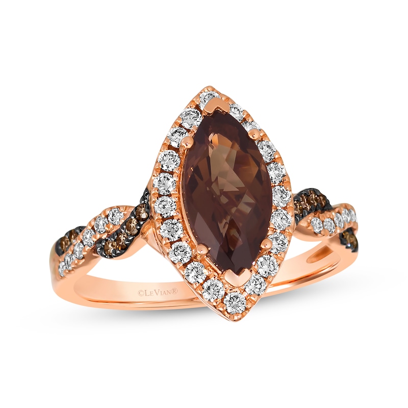 Le Vian Chocolate Twist Quartz Ring 1/2 ct tw Diamonds Strawberry Gold Plated