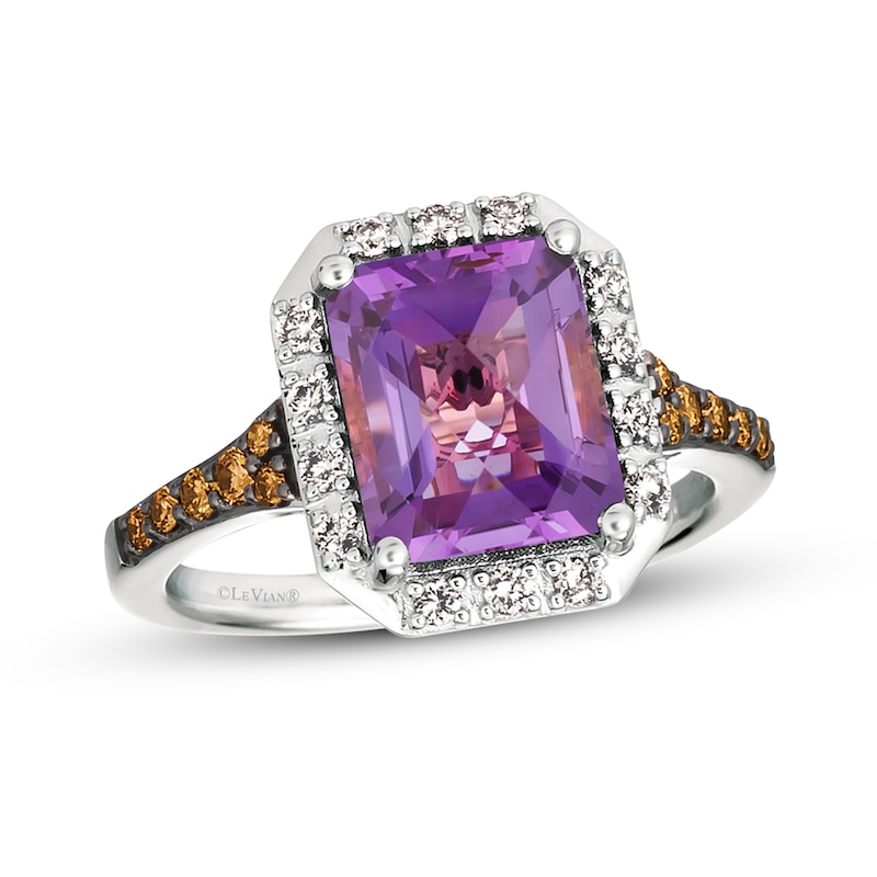 Le Vian Amethyst Ring 1/3 ct tw Diamonds Vanilla Gold Plated