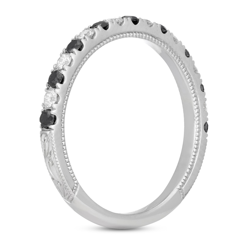 Neil Lane Black & White Diamond Anniversary Ring 1/2 ct tw Round-cut White Gold Plated