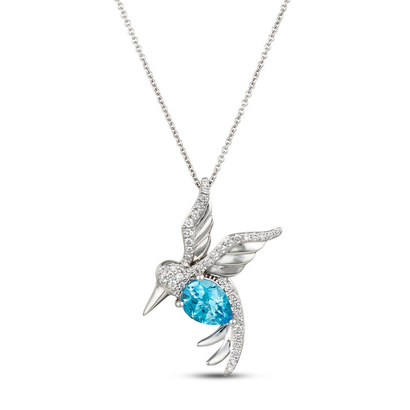 Le Vian Blue Topaz Hummingbird Necklace 1/4 ct tw Vanilla Gold Plated 18"