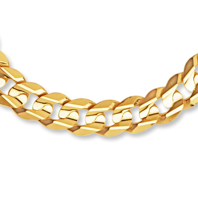 Solid Curb Link Bracelet Yellow Gold Plated 9"