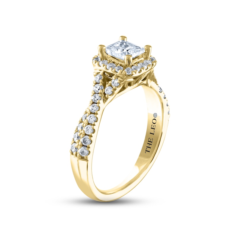 THE LEO Diamond Engagement Ring 7/8 ct tw Princess & Round-cut Yellow Gold Plated