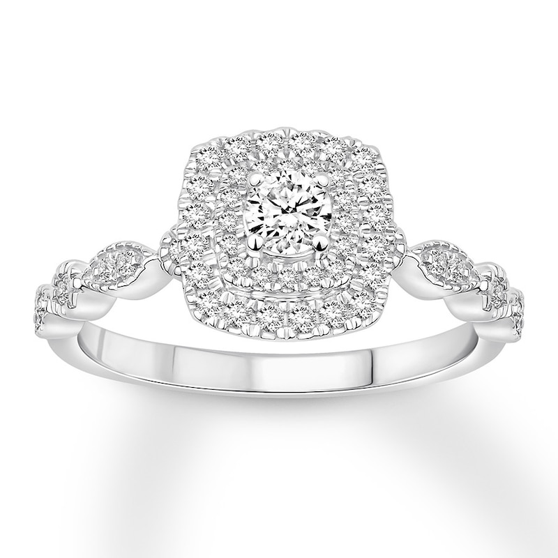 Diamond Engagement Ring 1/2 ct tw Round-cut White Gold Plated