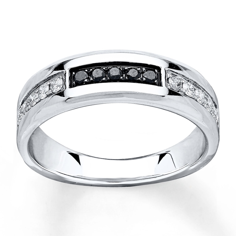 Men's Wedding Band 3/8 ct tw Diamonds White Gold Plated