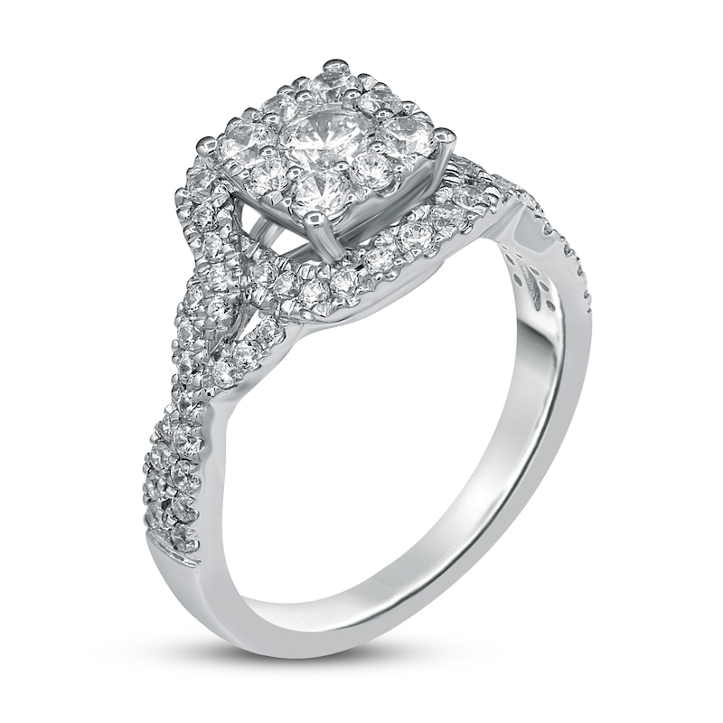 Diamond Engagement Ring 7/8 ct tw Round-cut White Gold Plated