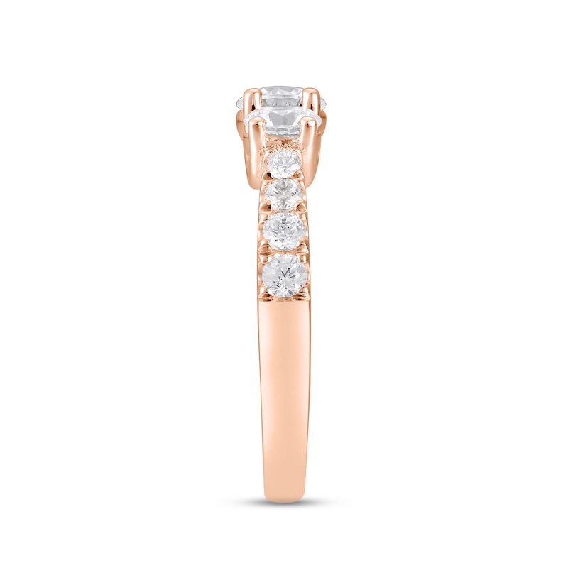 Diamond Three-Stone Engagement Ring 2 ct tw Round-cut Rose Gold Plated