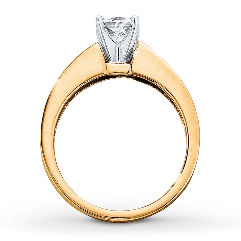 Diamond Engagement Ring 1-1/4 cttw Princess Two-Tone Gold Plated