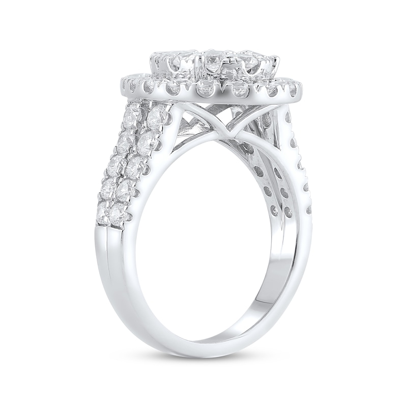Lab-Created Diamonds by Multi-Diamond Center Engagement Ring 2-1/2 ct tw White Gold Plated
