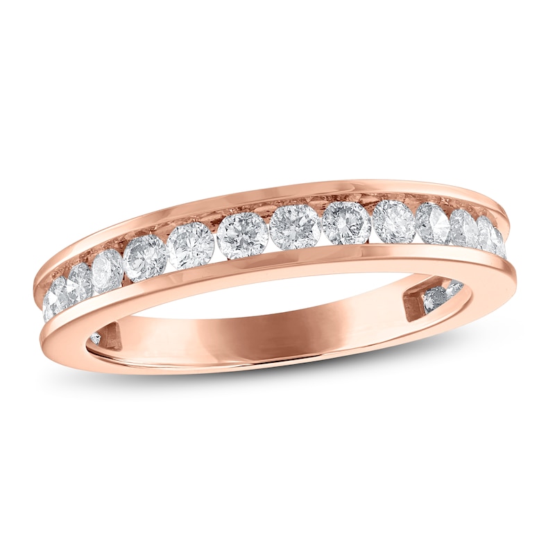 Diamond Wedding Band 3/4 ct tw Round-cut Rose Gold Plated