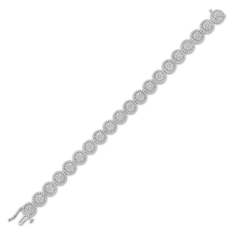 Diamond Circle Link Bracelet 5 ct tw White Gold Plated 7"