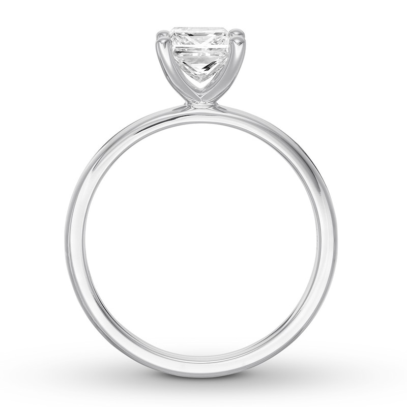 Certified Diamond Solitaire 1 ct Princess-cut White Gold Plated