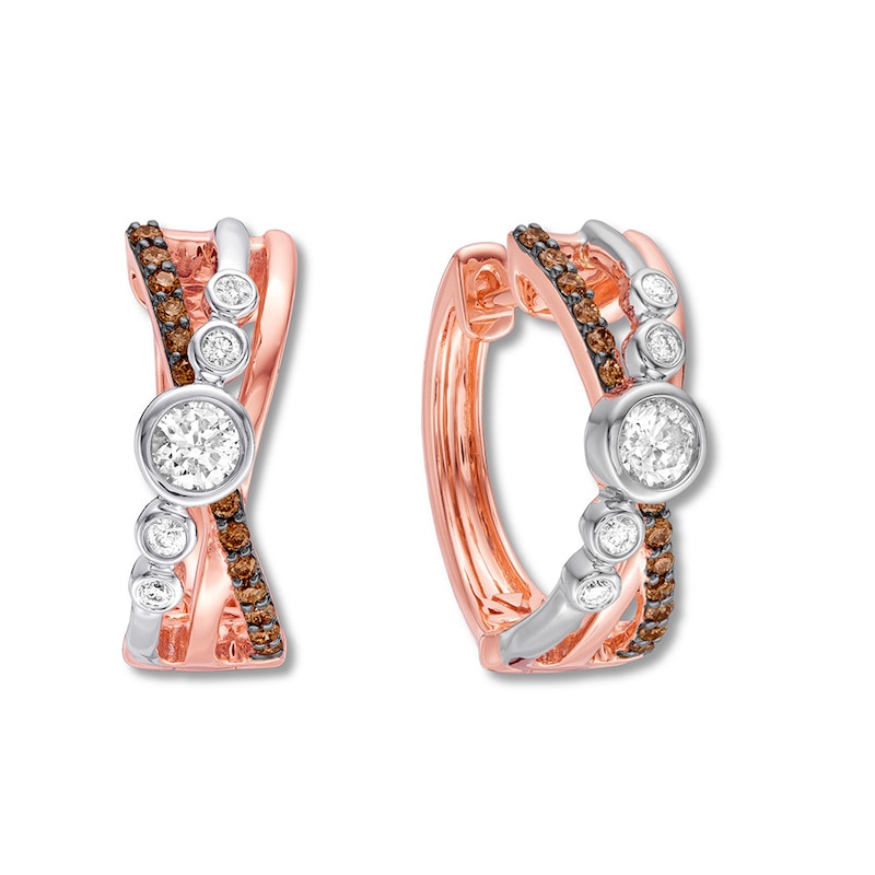 Le Vian Diamond Hoop Earrings 3/4 ct tw Two-Tone Gold Plated