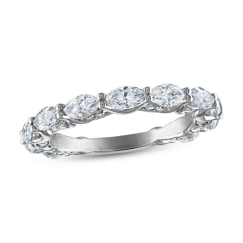 Diamond Anniversary Ring 2 ct tw Marquise & Round-cut White Gold Plated