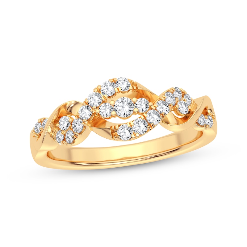Diamond Twist Anniversary Band 1/3 ct tw Yellow Gold Plated