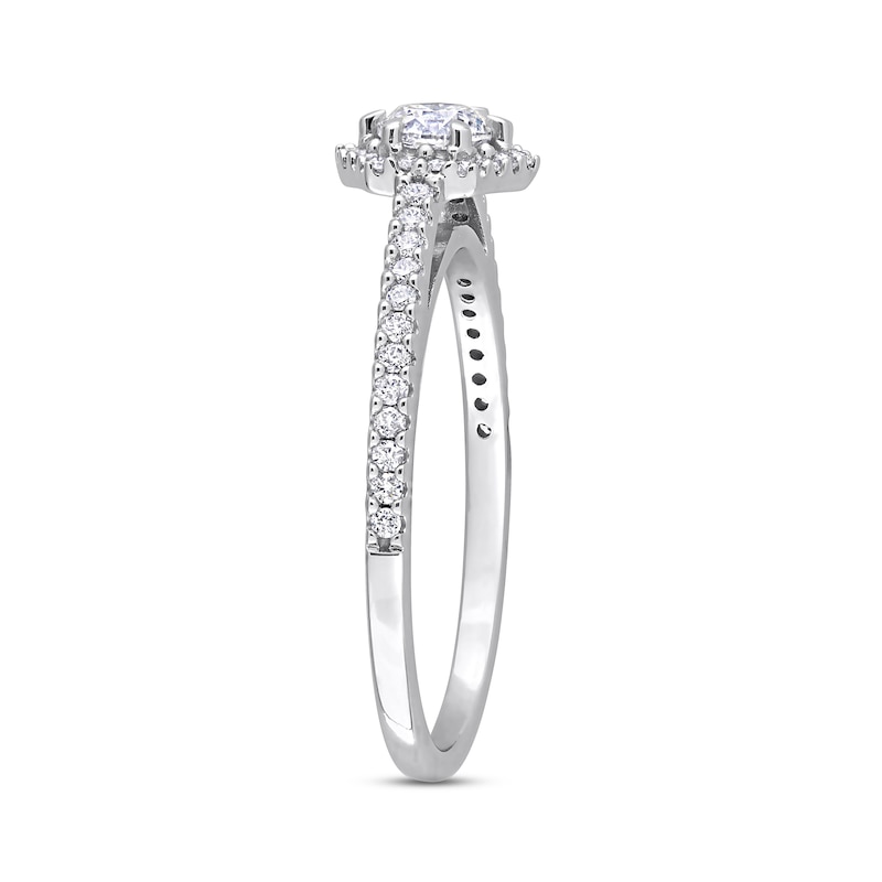Diamond Engagement Ring 1/2 ct tw Round-cut White Gold Plated
