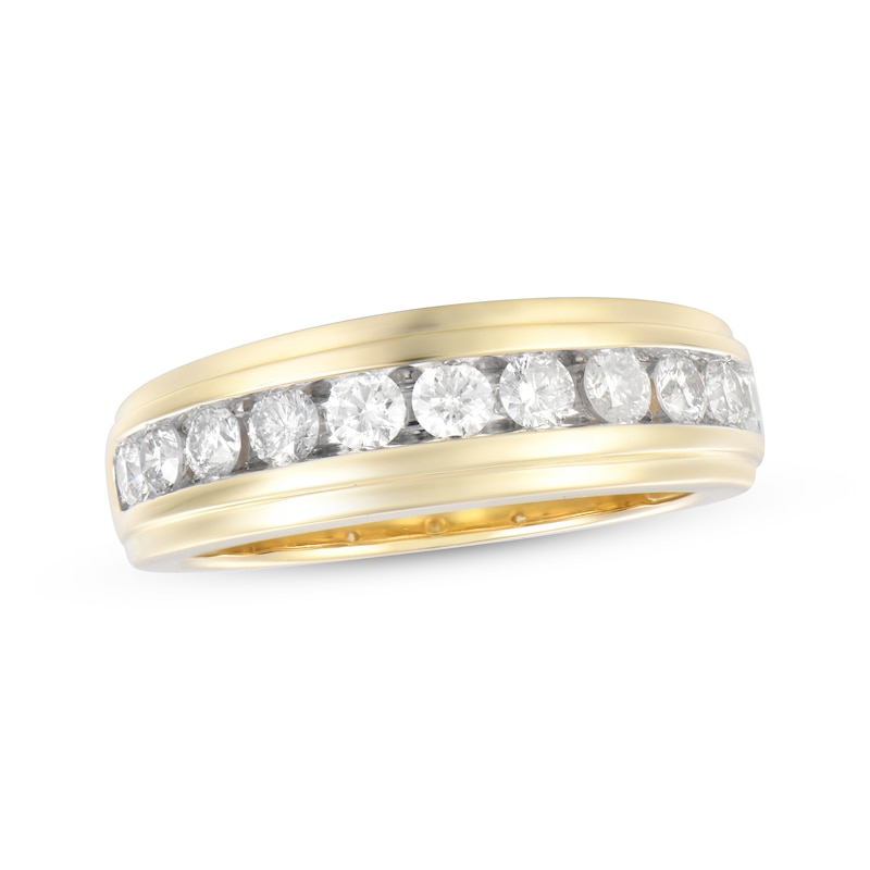 Men’s Round-Cut Diamond Wedding Band 1 ct tw Yellow Gold Plated