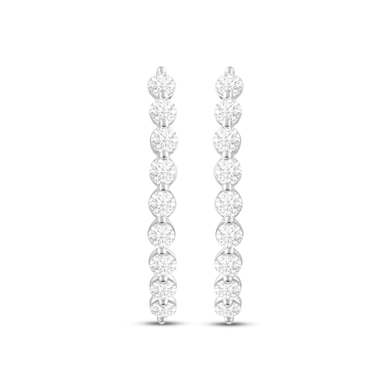 Lab-Created Diamonds by Oval Hoop Earrings 1-1/2 ct tw White Gold Plated