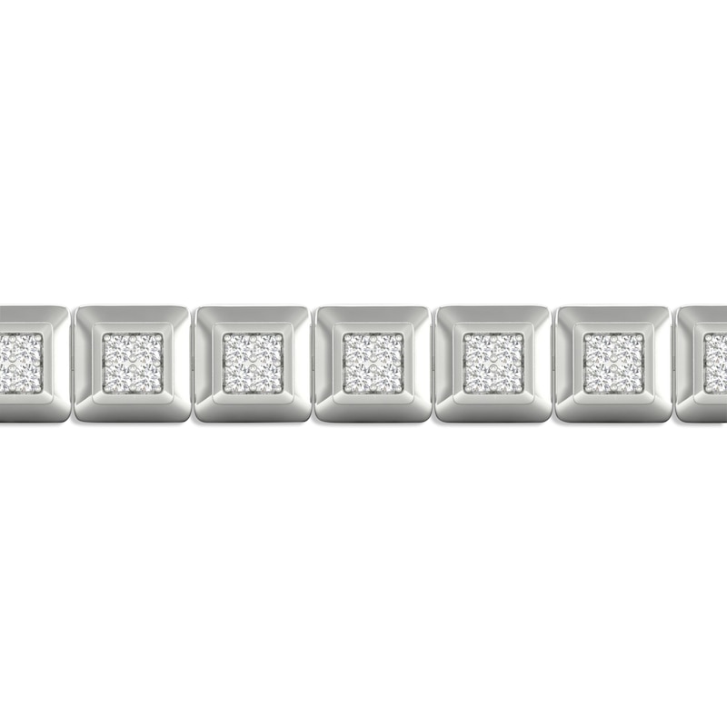 Men's Lab-Created Diamonds by Square Link Bracelet 3 ct tw White Gold Plated 8.5"