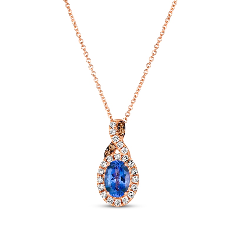 Le Vian Chocolate Twist Tanzanite Necklace 1/5 ct tw Diamonds Strawberry Gold Plated 19"