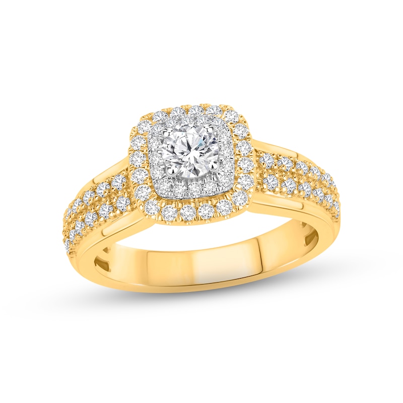 Diamond Engagement Ring 3/4 ct tw Round-cut Two-Tone Gold Plated