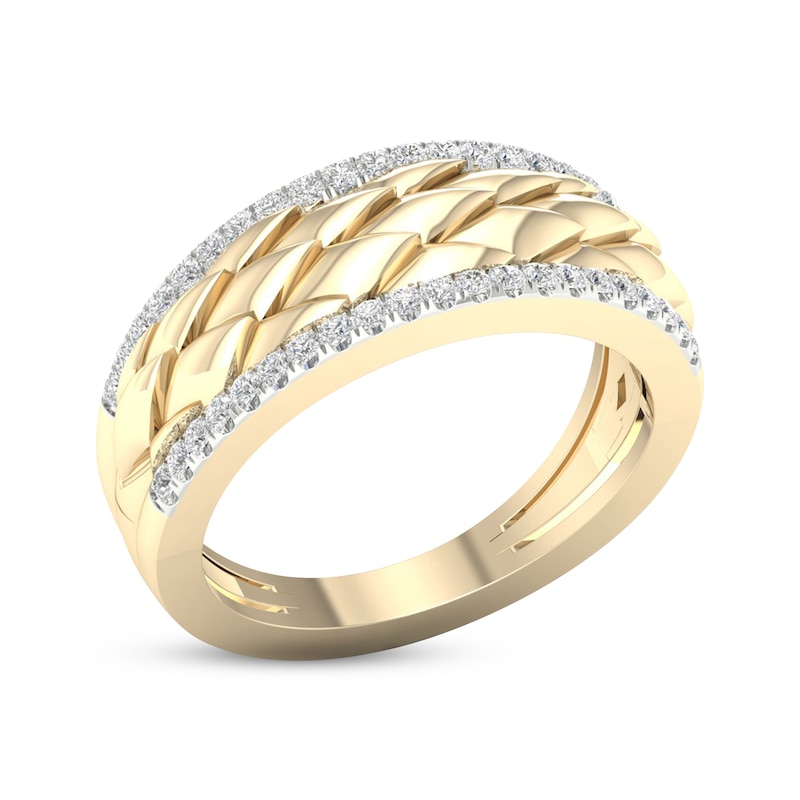 Diamond Edge Scale Ring 1/4 ct tw Round-cut Yellow Gold Plated