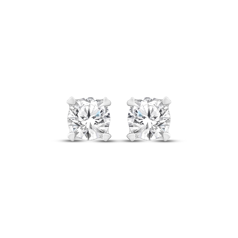 Solitaire Earrings 3/4 ct tw Diamonds White Gold Plated