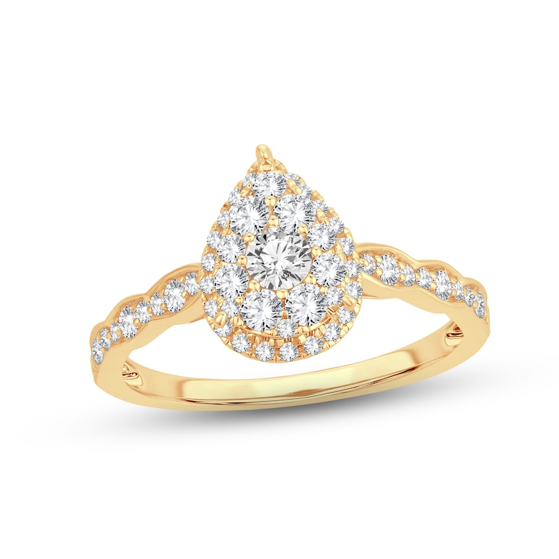 Diamond Engagement Ring 5/8 ct tw Round-cut Yellow Gold Plated