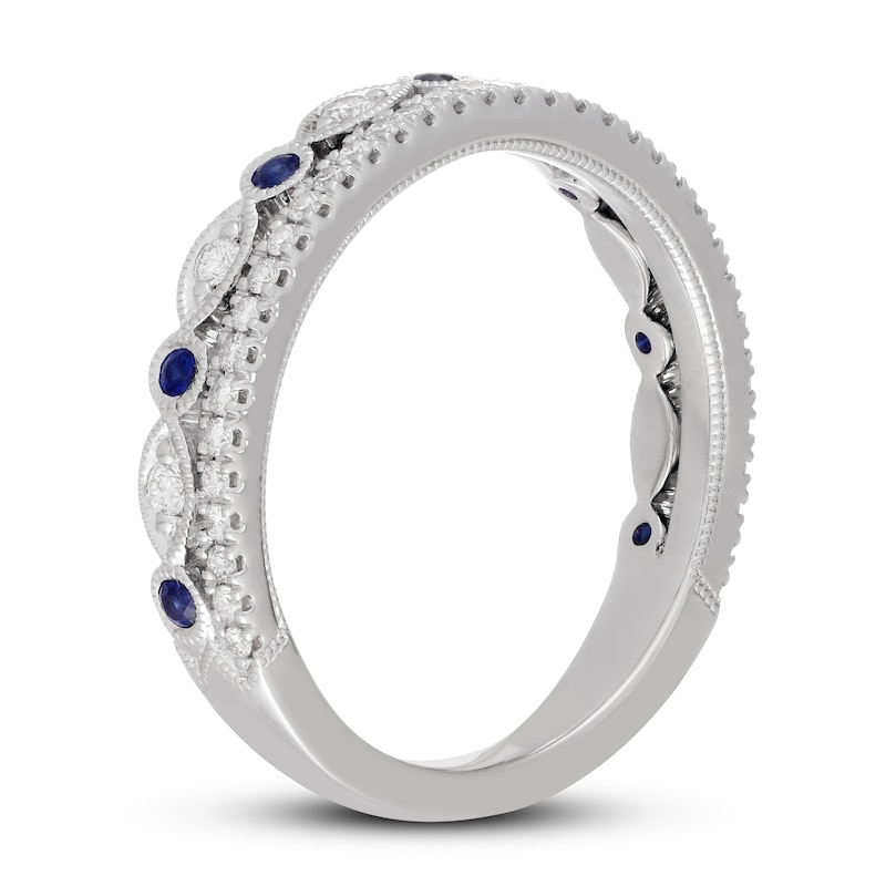 Neil Lane Diamond & Blue Sapphire Anniversary Ring 1/4 ct tw White Gold Plated