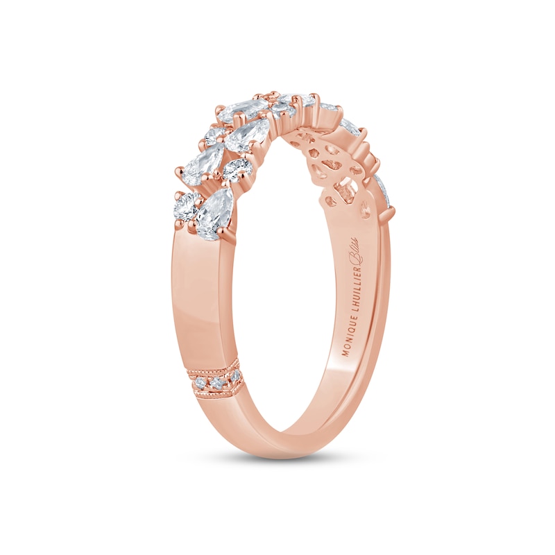 Monique Lhuillier Bliss Diamond Anniversary Band 3/4 ct tw Pear & Round-cut Rose Gold Plated