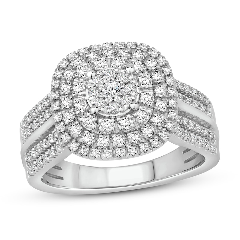 Diamond Engagement Ring 3/4 ct tw Round-cut White Gold Plated