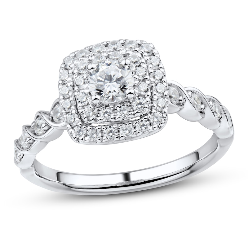 Diamond Engagement Ring 3/4 ct tw Round-cut White Gold Plated