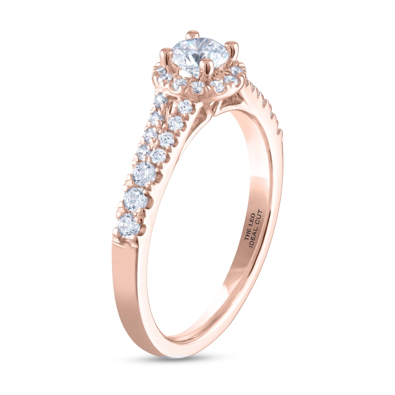 THE LEO Ideal Cut Diamond Engagement Ring 5/8 ct tw Rose Gold Plated