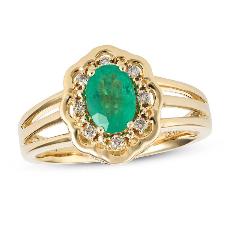Le Vian Emerald Ring 1/15 ct tw Diamonds Honey Gold Plated
