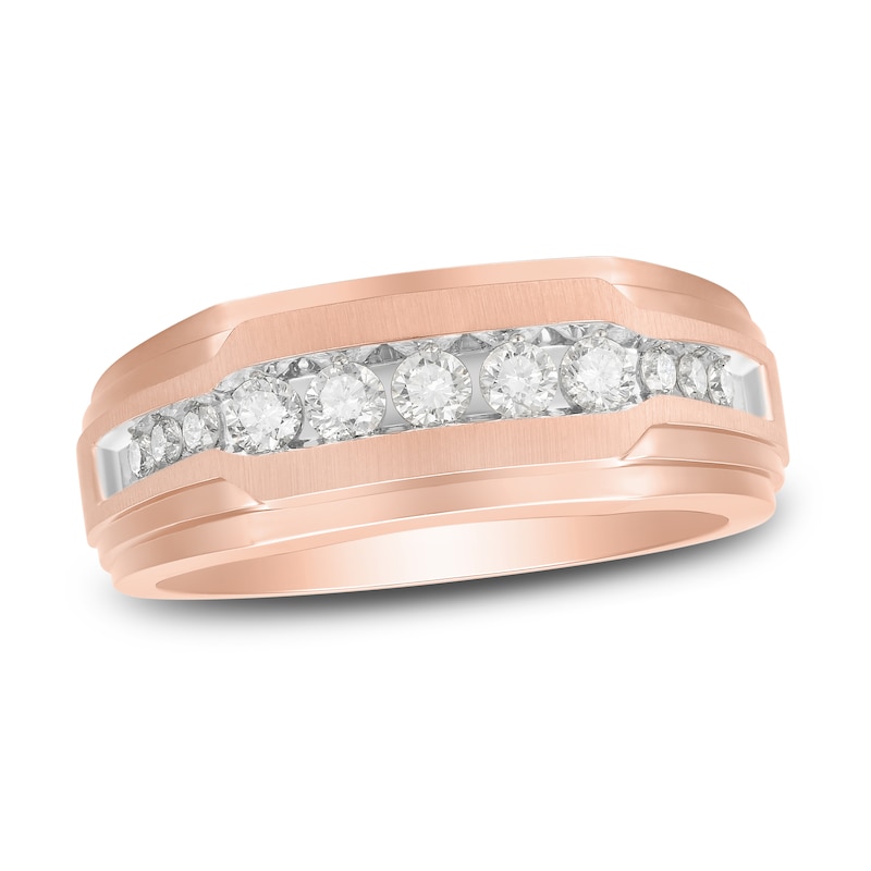 Men's Diamond Wedding Band 1/2 ct tw Round-cut Rose Gold Plated