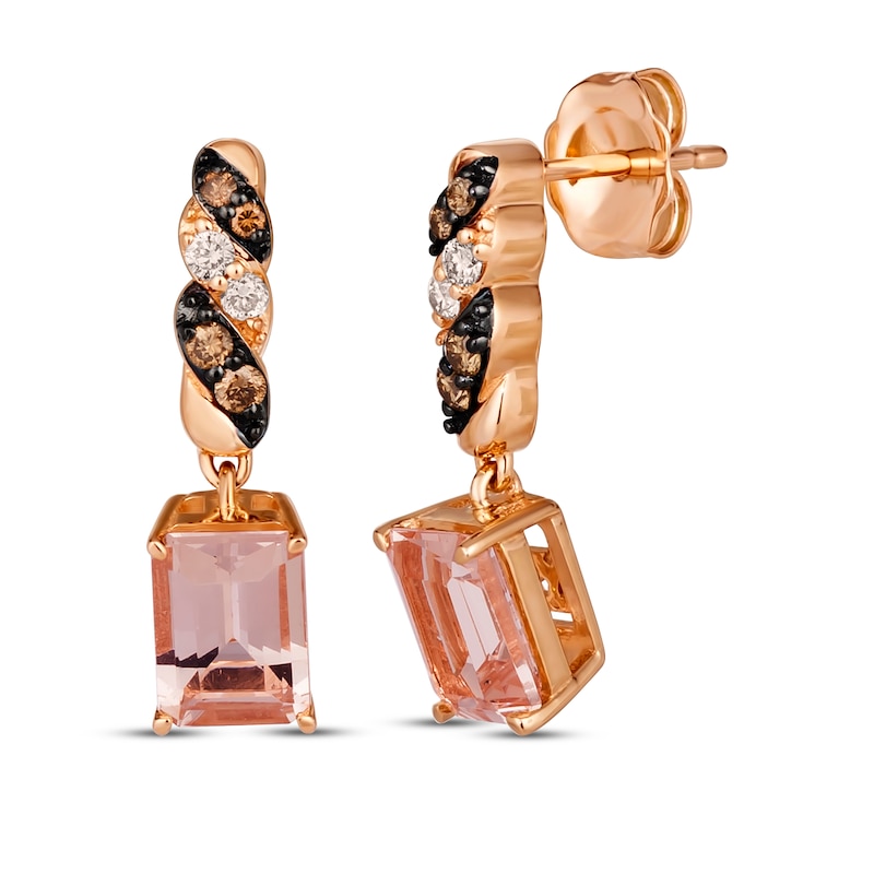 Le Vian Morganite Drop Earrings 1/6 ct tw Diamonds Strawberry Gold Plated